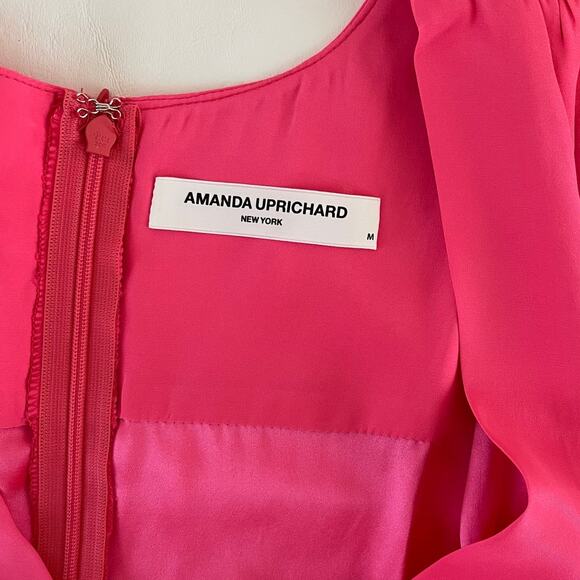 New Amanda Uprichard Sheena Silk Mini Dress in Pink Women's Size M - Picture 5 of 8